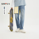 新款 长裤 经典 三福2026春季 猫须洗水牛仔裤 男休闲宽松锥形裤 裤 子