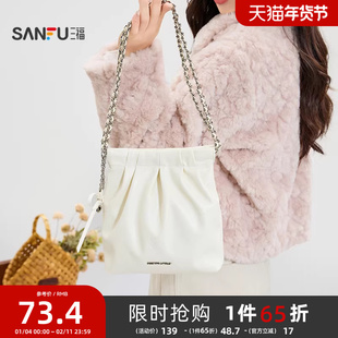 三福挎包秋季慵懒慢人复古油蜡流浪包腋下包链条女包510018