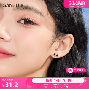 三福925银暗黑小恶魔耳钉一对 轻奢气质首饰耳饰耳环828237