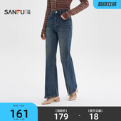 时尚 春季 潮流开叉喇叭裤 显瘦裤 514407 三福牛仔长裤 子女装 2026新款