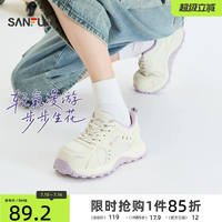 三福女夏款韩系网孔刺绣慢跑鞋