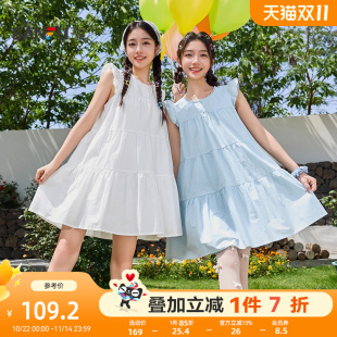 娃娃裙宽松短裙子女装 甜美飞飞袖 499690 夏季 三福连衣裙女2025新款