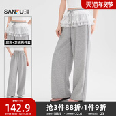 子女装 三福灰色休闲裤 可拆屁帘宽松阔腿巨好看 长裤 2026新款 春季