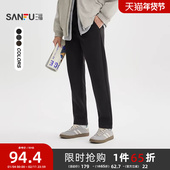 三福2025冬季 511990 通勤半松紧腰长裤 男士 呢料合身小脚休闲裤