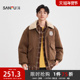 三福2025冬季 休闲毛翻领夹克保暖外套511719 棉衣 男士 麂皮工装