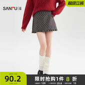 513377 小个子甜美木耳边波点半身裙子女装 三福短裙女2025新款 冬季