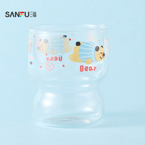 三福缔卡洛卡桌面可爱玻璃杯单杯280ML 创意饮水杯512107