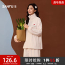 三福女冬季 宽松抗静电家居服507799 珊瑚绒清新格纹拉链睡衣套装