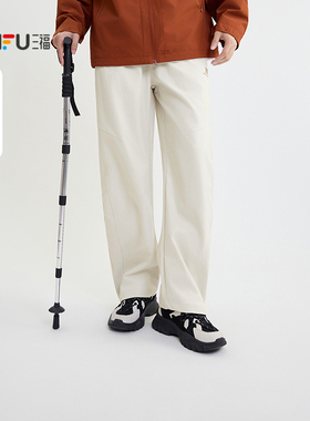 三福2025秋冬男士英文刺绣弯刀休闲裤 复古橡筋腰头长裤507701