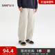 宽松橡筋腰头裤 三福2025秋冬男士 飘带打褶弯刀休闲裤 子510689
