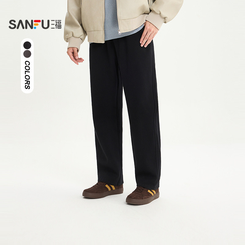 三福2025冬季男士抽绳松紧腰加绒休闲裤 通勤保暖长裤515132,男装,休闲裤,淘宝优惠券,粉丝福利购,淘宝优惠卷