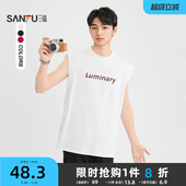 三福2026夏季 多彩小字母宽肩背心休闲宽松圆领上衣498630 男士