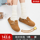 844212 都市慵懒韩系休闲包头厚底勃肯拖女鞋 三福女凉拖鞋 秋季