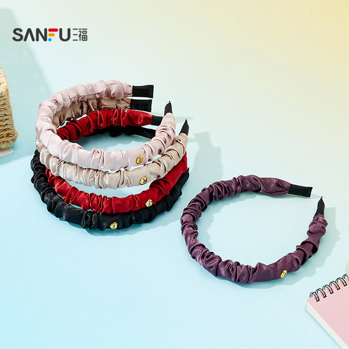 三福多色褶皱头箍单个 时尚潮流个性艺术发饰配饰发箍848214