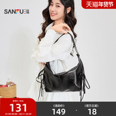 三福挎包秋季 甜酷芭蕾风简约纯色金属调节扣袢带肩女包506822