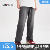 子506182 休闲宽松直腰裤 三福2025秋冬男士 口袋织唛直筒牛仔裤