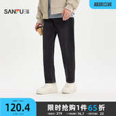 合身长裤 三福2025冬季 都市经典 表袋刺绣锥形牛仔裤 512605 男士