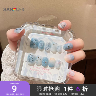 洛丽莲娜短方圆少女手工穿戴甲美甲贴 839549