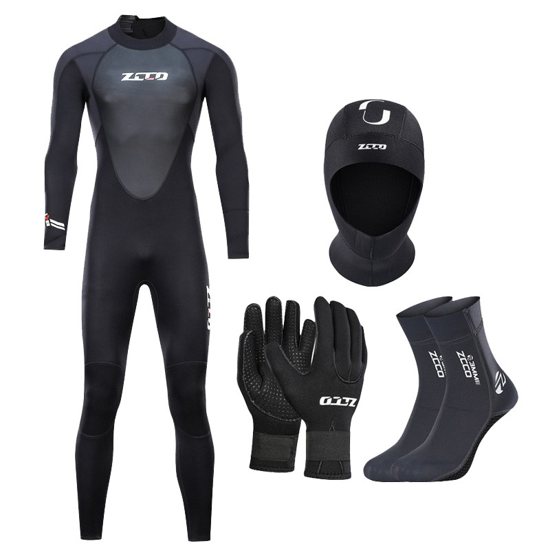3MM大码情侣湿式潜水服套装男女长袖长裤连体水母衣保暖教练泳衣