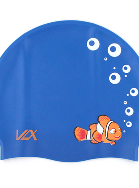 VLX纯硅胶儿童小童时尚印花舒适防水游泳帽小丑鱼图案包邮