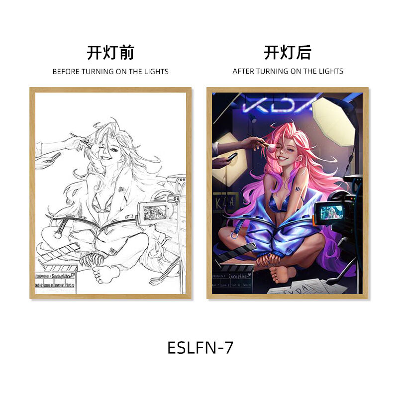 OQB英雄联盟灯光画萨勒芬妮发光装饰画电竞房桌面摆件床头画来图