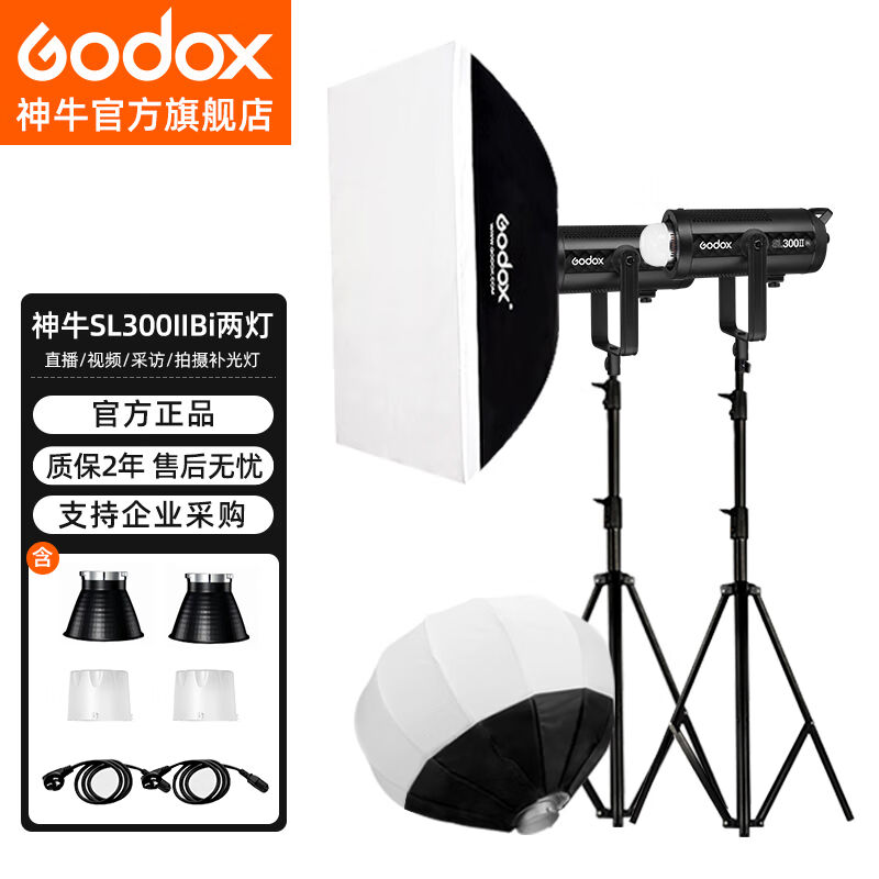 神牛（Godox）神牛SL300WBI二代可调色温直播补光灯视频拍摄常亮