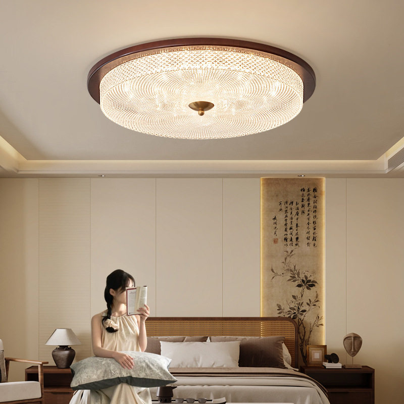 中古风卧室吸顶灯现代简约美式复古胡桃木色家用超亮护眼书房灯具,家装灯饰光源,客厅吊灯,淘宝优惠券,粉丝福利购,淘宝优惠卷