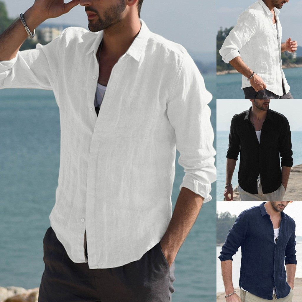 2025秋季新款男士长袖衬衫欧美纯色大码休闲开衫衬衣潮Men Shirts