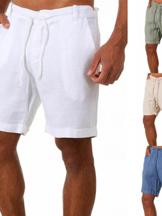 2025 summer new European and American men's casual shorts solid color lace-up loose sweatpants trendy men's shorts