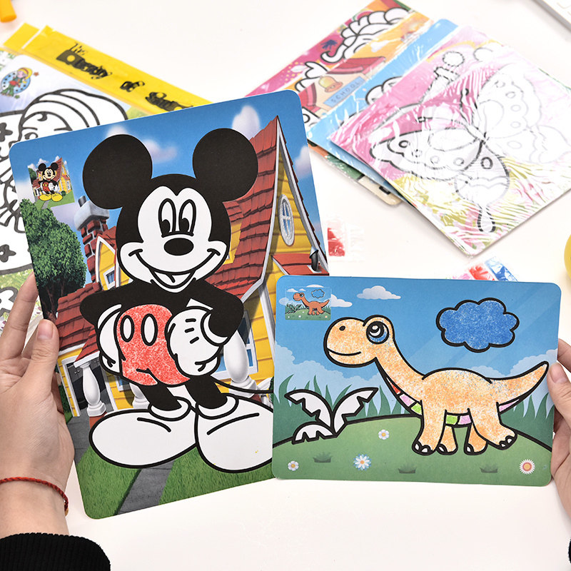 创意卡通彩底沙画儿童可爱diy手工材料亲子益智启蒙玩具绘画彩沙