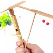 儿童拉线竹蜻蜓木质手搓飞天玩具小玩具男孩学生童年户外怀旧80后