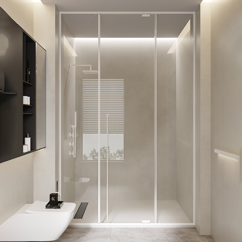 极窄淋浴房平开门浴室干湿分离隔断卫生间浴屏玻璃极简一字型钢化