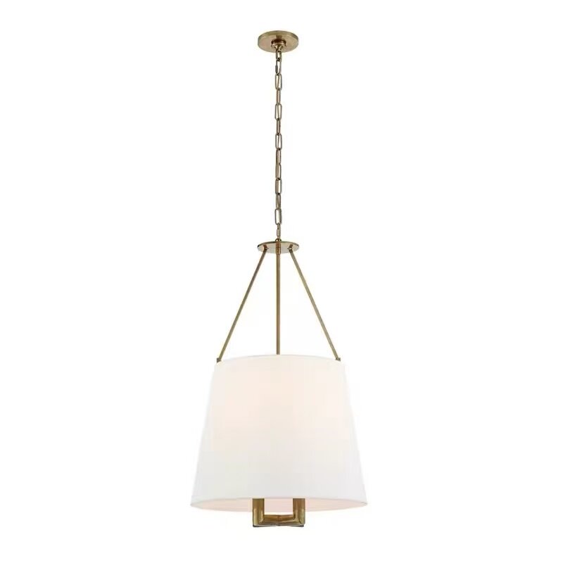 法式现代简约美式书房过道全铜吊灯轻奢吧台布艺单吊灯过道客厅灯