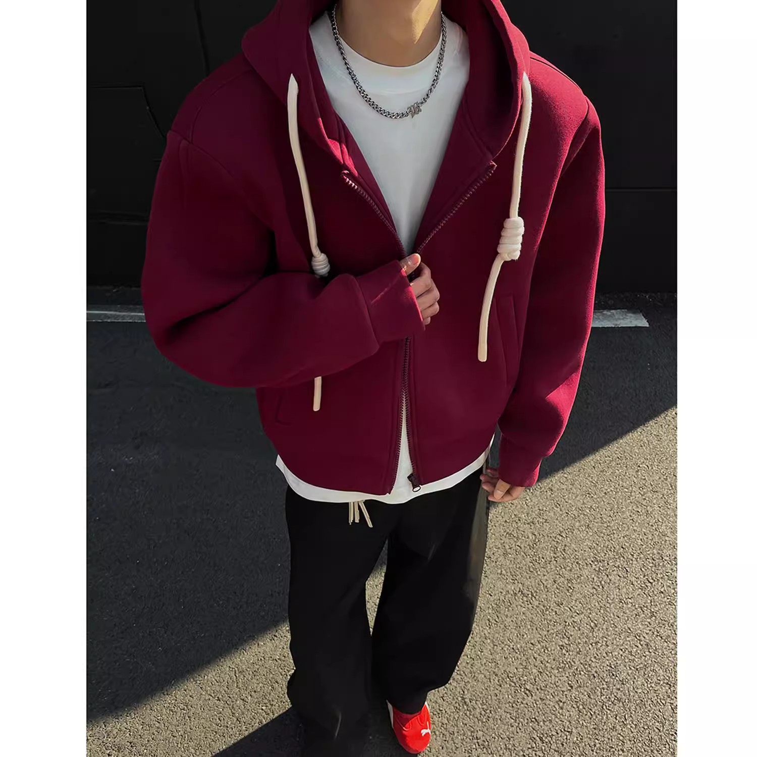 2025新款国潮新年红连帽夹克