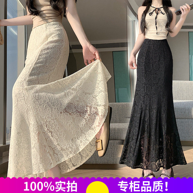 春夏季新款2026蕾丝鱼尾裙高腰显瘦白色秋季小个子半身裙内搭打底