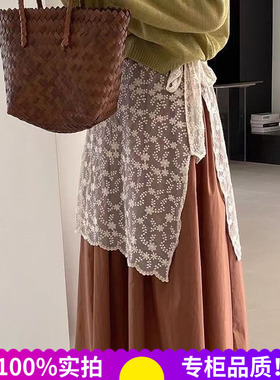 时尚系带设计感蕾丝裙女百搭小屁帘叠穿蛋糕绑带蕾丝网纱半裙 潮