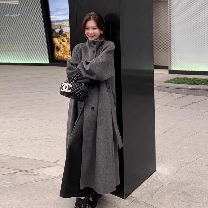 春秋冬季韩系百搭呢子大衣女新款美拉德感长款毛呢外套潮