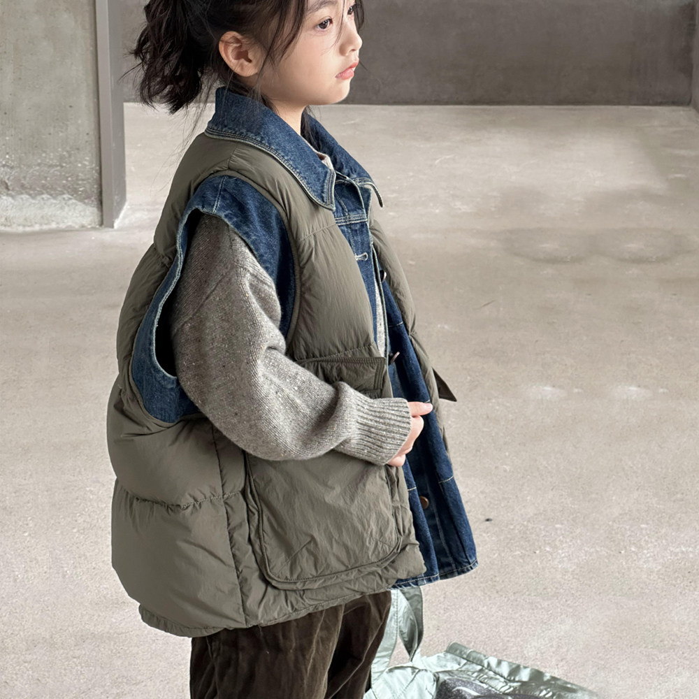 羽绒马甲女童秋冬2025新款韩版中大童加厚冬季拼接儿童羽绒服外套,童装/婴儿装/亲子装,羽绒马甲,淘宝优惠券,粉丝福利购,淘宝优惠卷