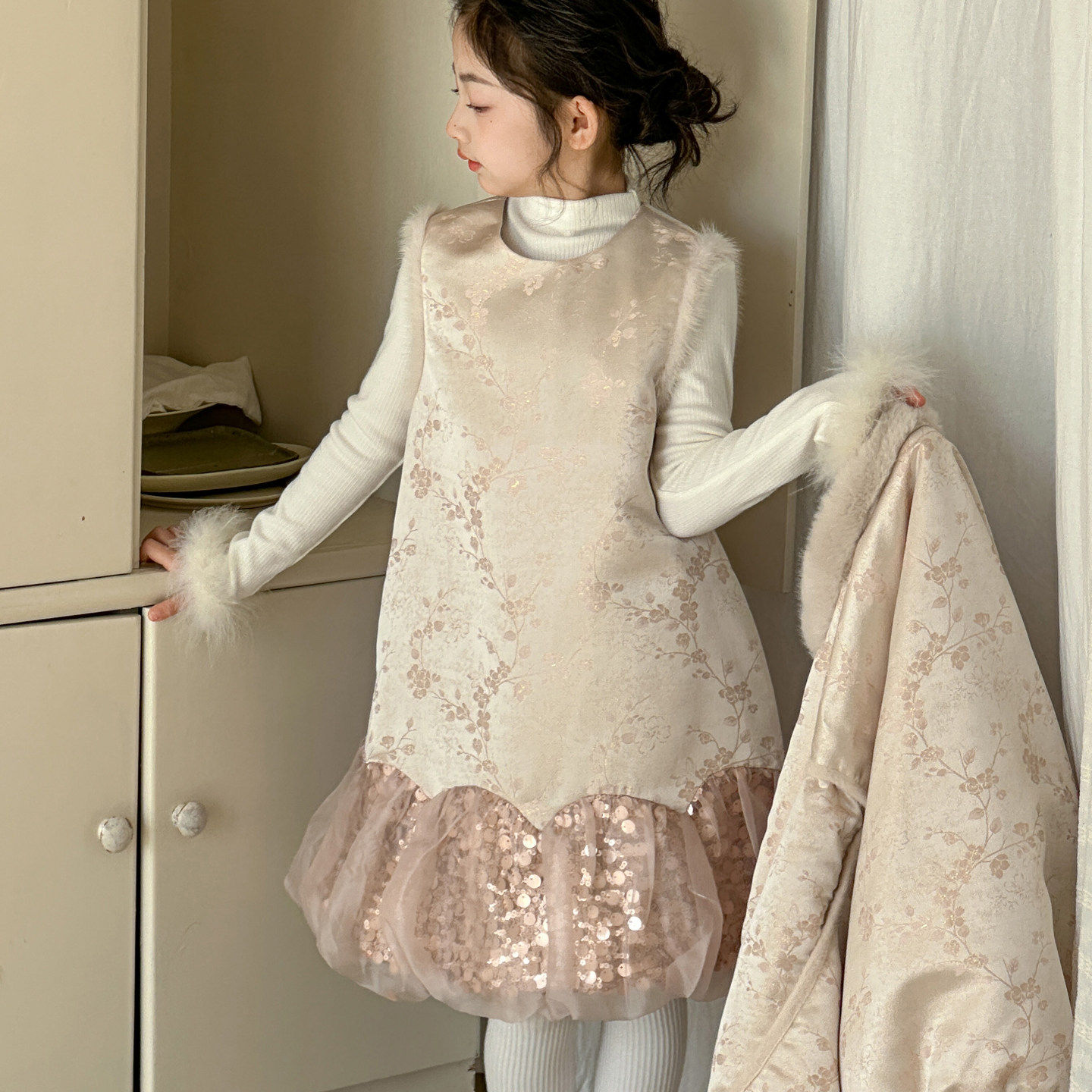 女童新中式连衣裙冬季新款洋气儿童新年裙子小香风冬裙好看拜年服,童装/婴儿装/亲子装,连衣裙,淘宝优惠券,粉丝福利购,淘宝优惠卷