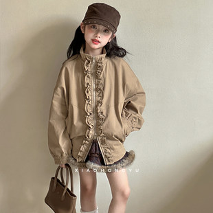 高端木耳边女童秋装外套2026新款春秋衣服儿童风衣女大童洋气上衣