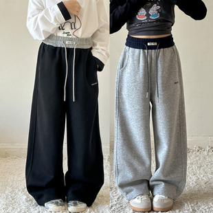 女童春装裤子2026新款儿童春季运动裤大童春秋款休闲阔腿直筒卫裤