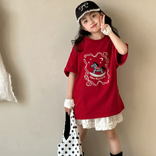 女童短袖T恤春季新款女大童夏季打底衫初中生超好看儿童春装上衣