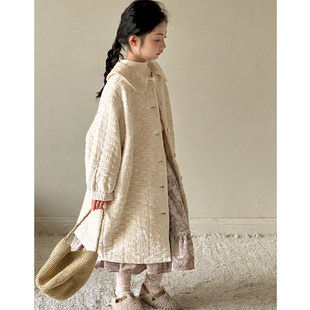 女童新年外套2026冬季新款女大童中长款加厚大衣儿童好看洋气棉服