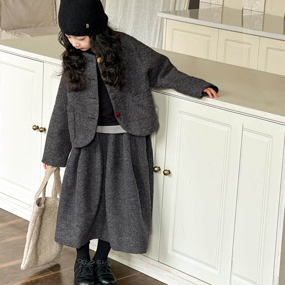 女童秋冬款套装洋气羊毛混纺小香风加厚毛呢外套儿童半身裙两件套