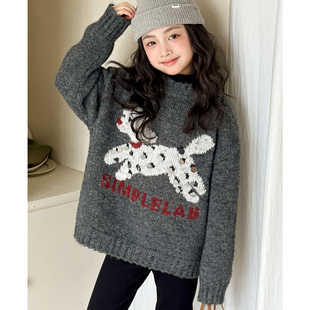女童毛衣秋冬装儿童毛线衣冬季初中生加厚保暖内搭女大童打底上衣