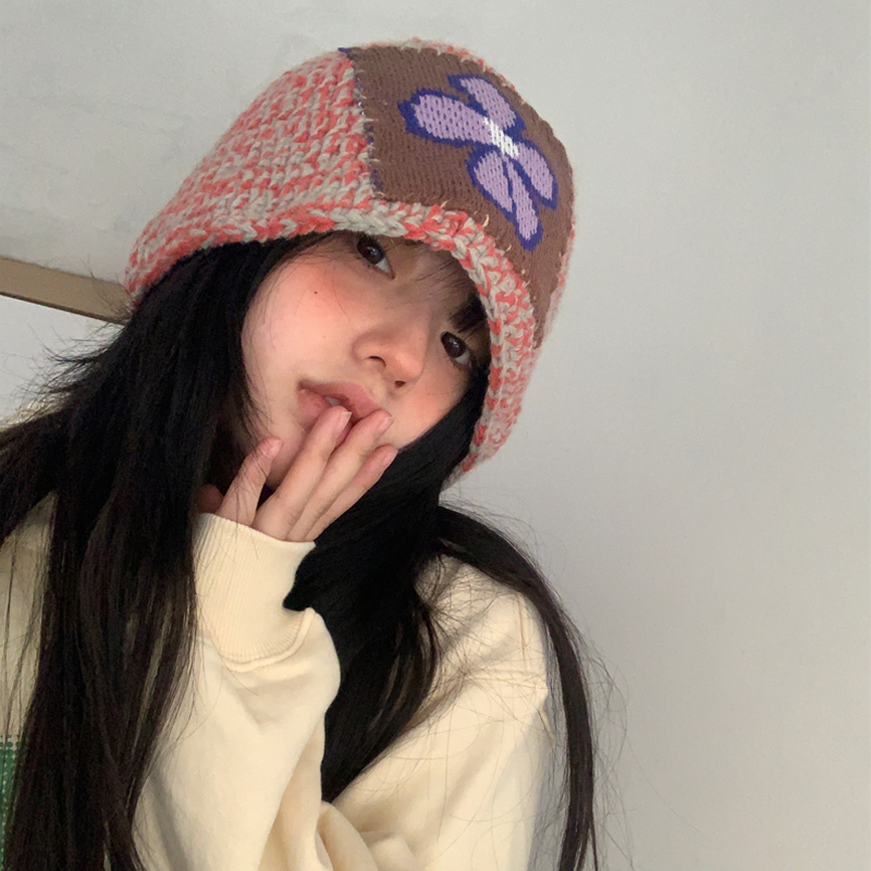渔夫帽韩国ins设计师贴布花朵女