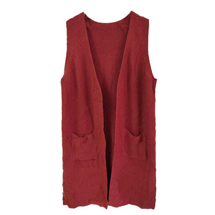 秋冬新款女士加厚中长款针织羊绒毛背心马甲开衫外搭中长披风风衣