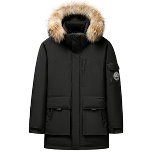 雪中飞极寒系列派客服貂子毛领中长款男士加厚保暖羽绒服外套