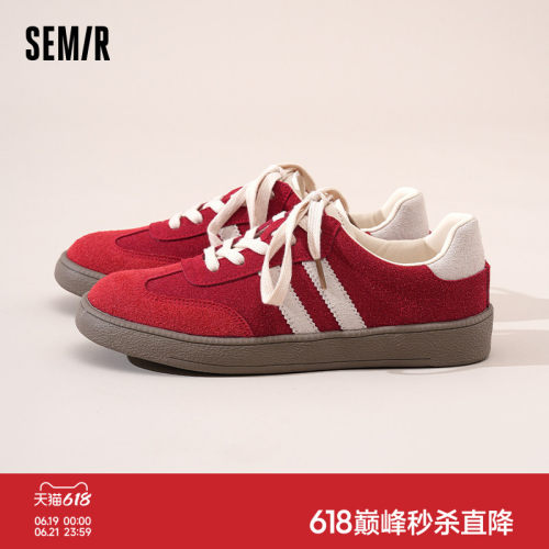 Semir女鞋新款红色百搭德训鞋