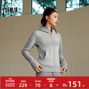 森马外套女冬季卫衣分割插肩袖紧身抓毛2025新款显瘦休闲夹克女装